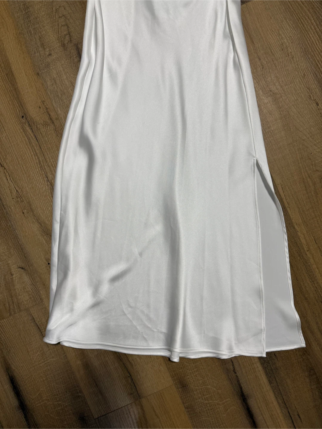White Satin Slip Dress with Beaded Straps - photo 2