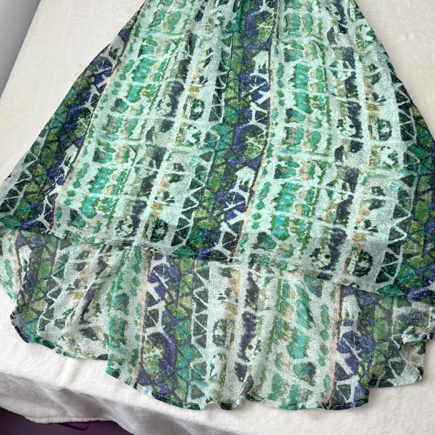 MOSSIMO Green White Abstract Sleeveless High Low Midi Dress Sz M - photo 3