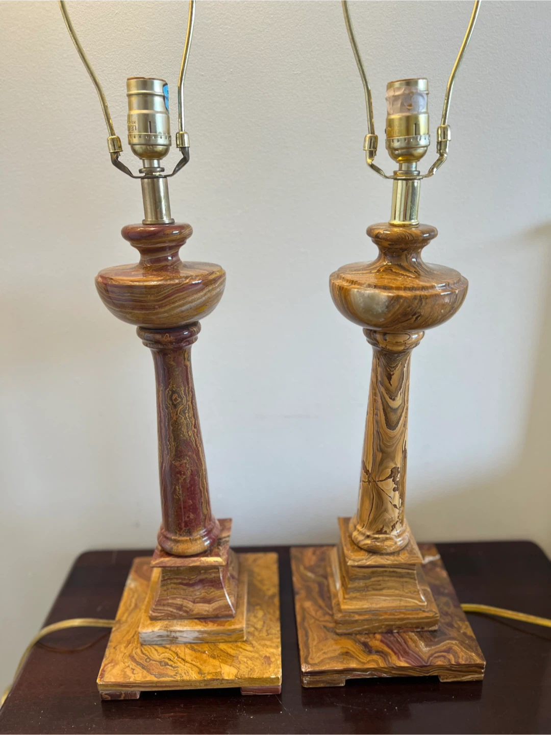 Pair of Onyx Table Lamps natural stone - photo 3
