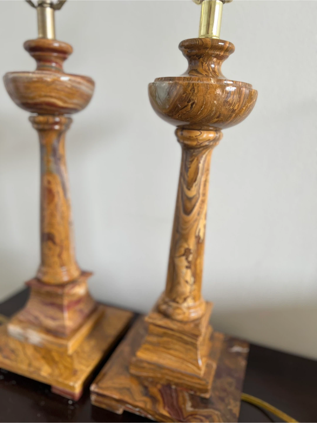 Pair of Onyx Table Lamps natural stone