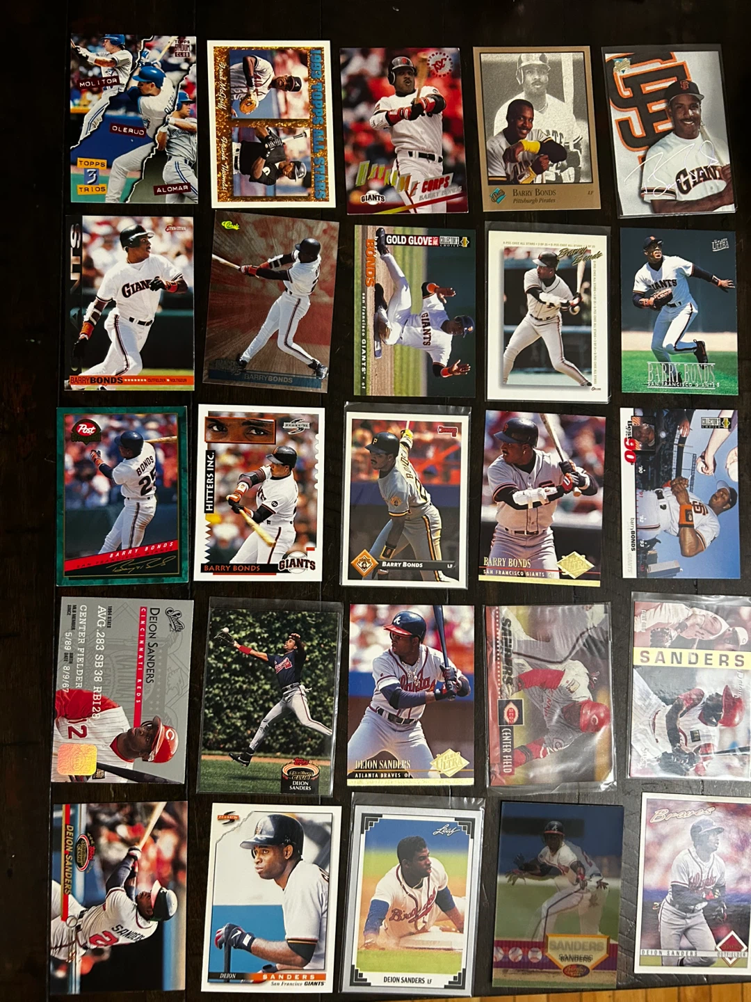 Barry Bonds & Deion Sanders Baseball Cards Lot