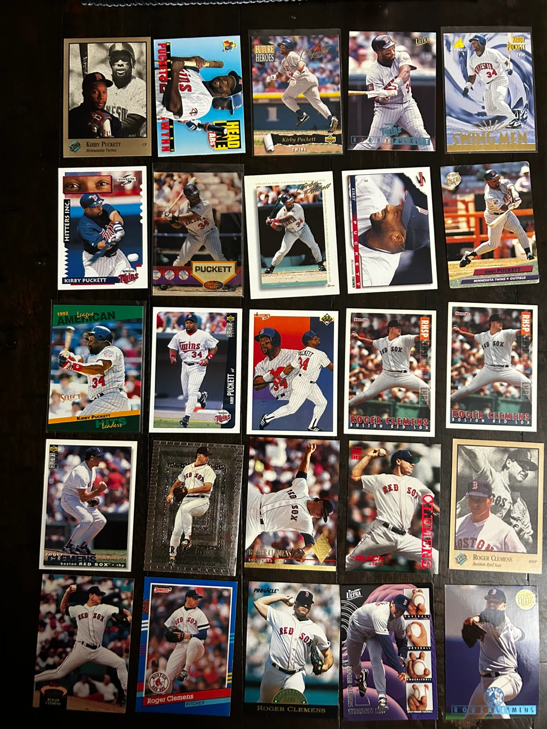Collection of Kirby Puckett and Roger Clemens Baseball Cards