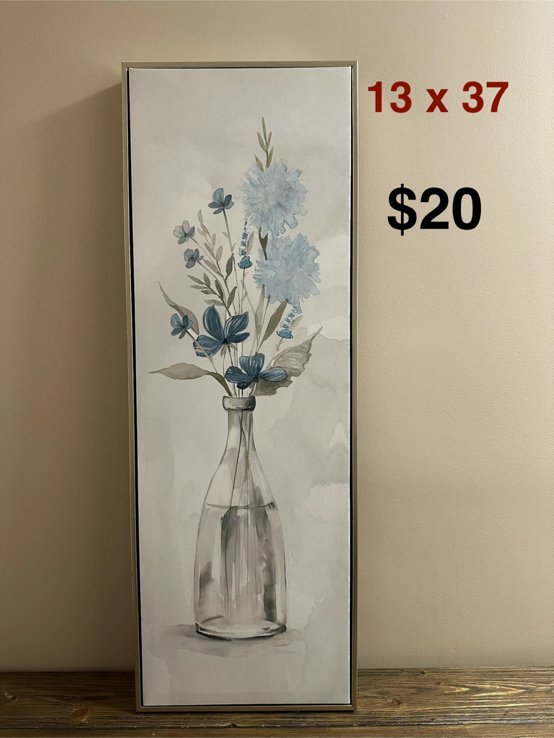 Framed Wall Art - Floral in Bottle 13x37