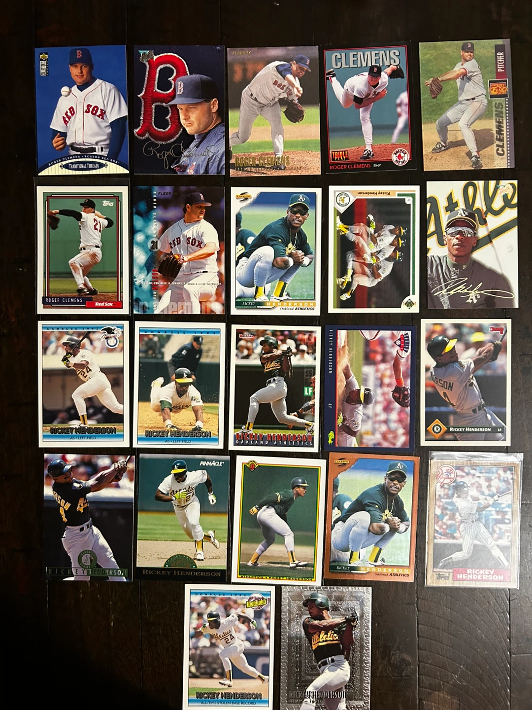 Roger Clemens & Rickey Henderson Baseball Cards Collection