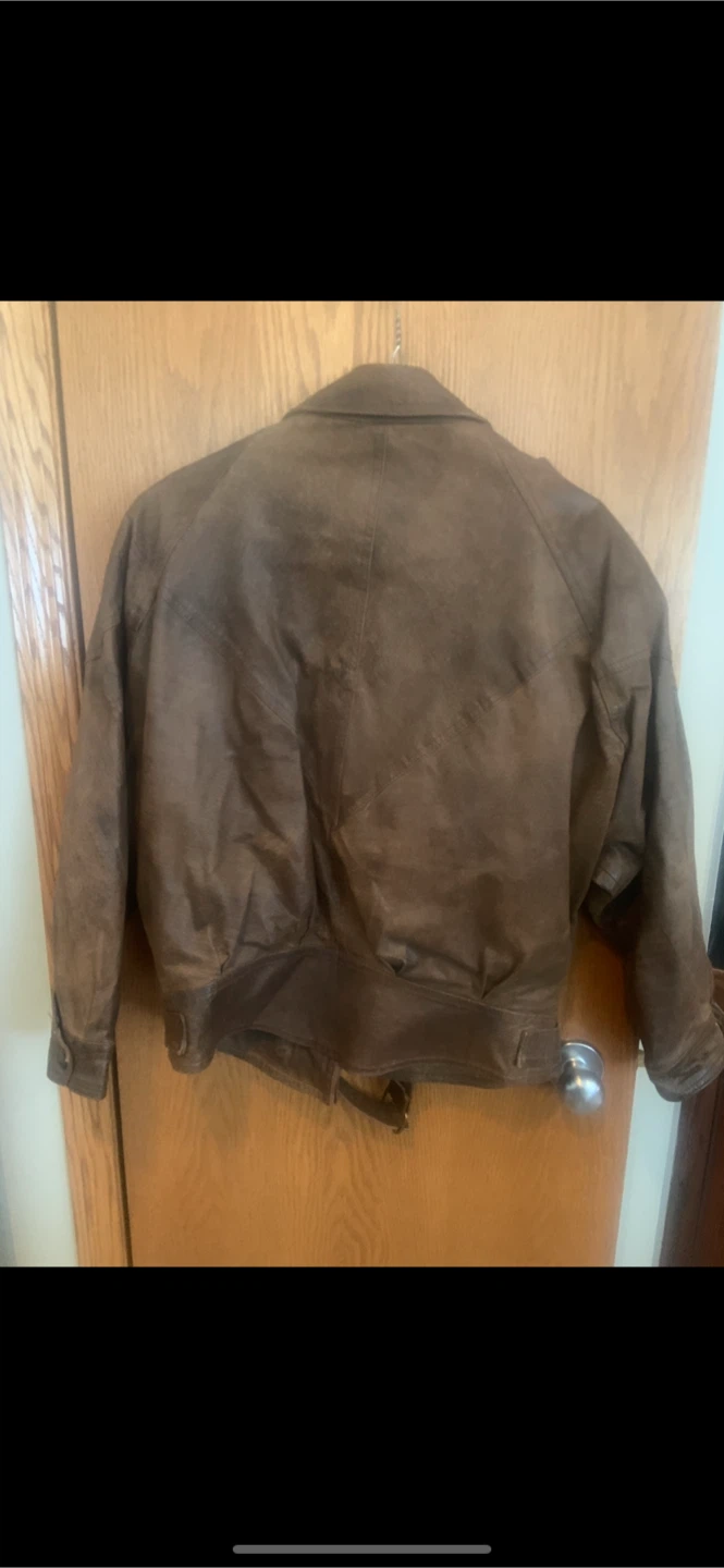 Vintage Brown Leather Bomber Jacket - photo 2