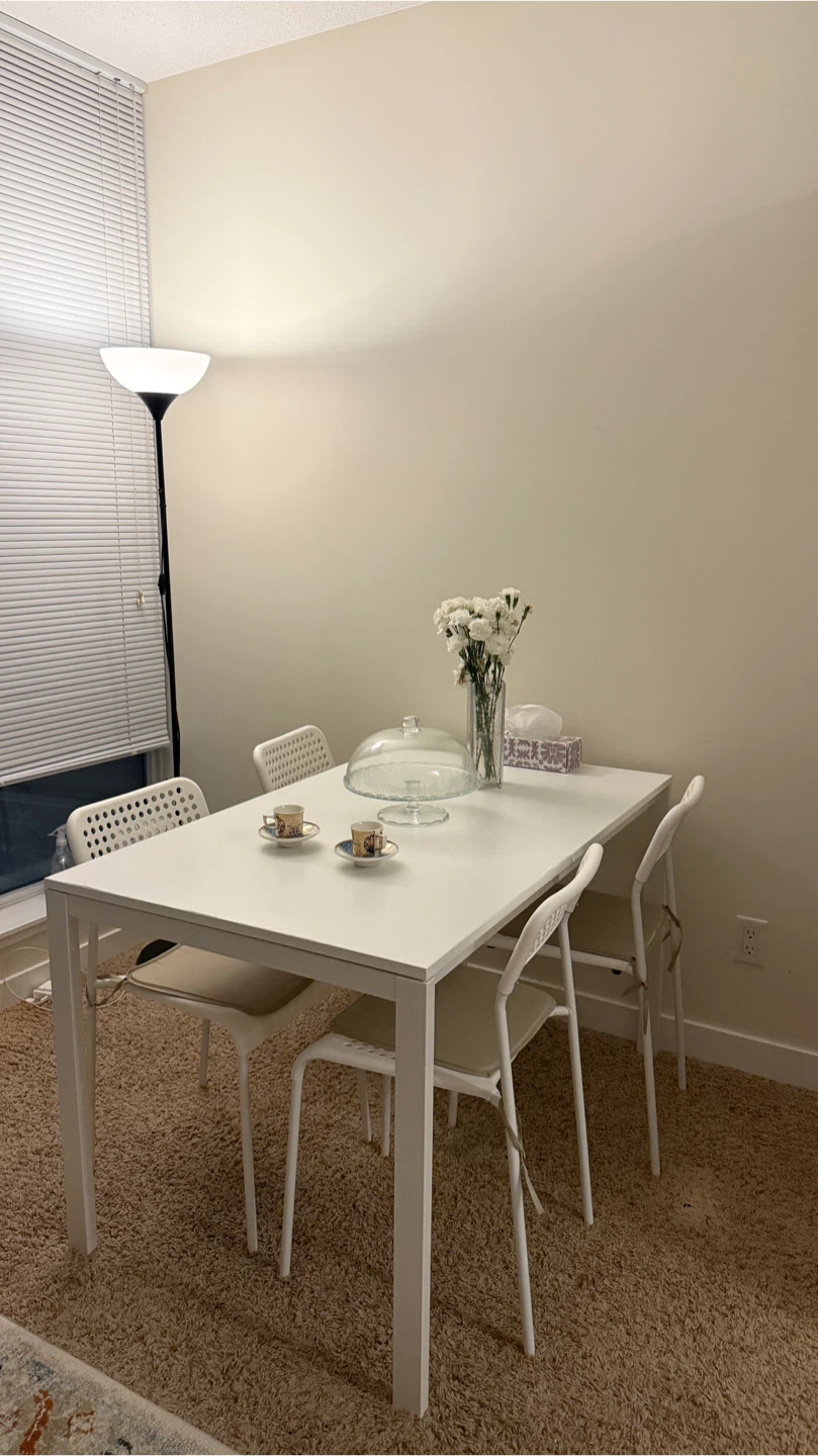 White Dining Table and Chairs Set