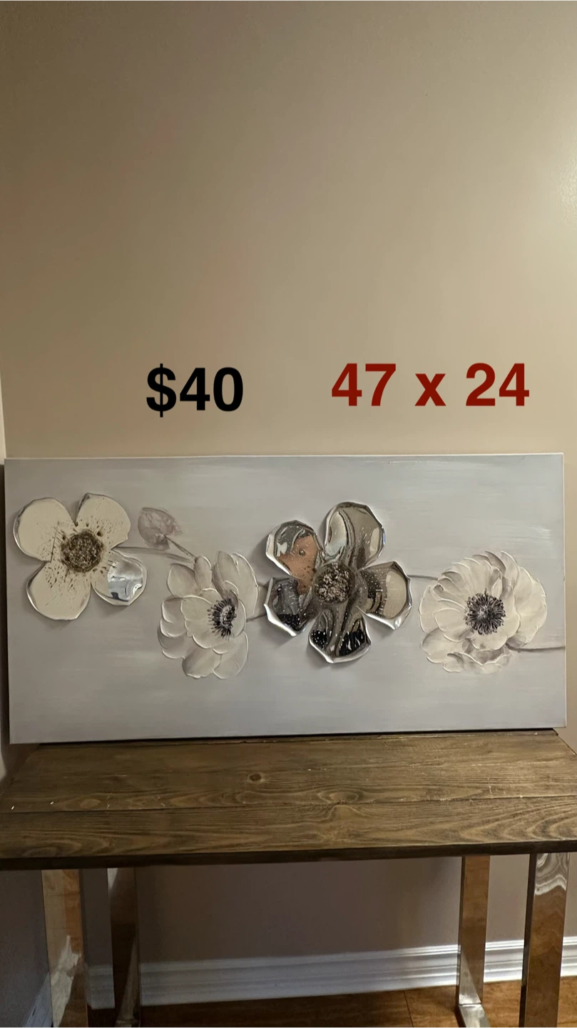 Textured Floral Wall Art 47x24