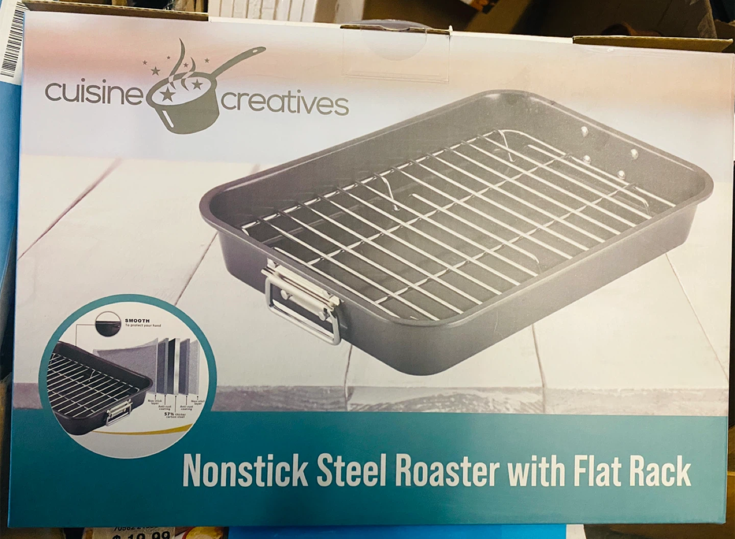 Cuisine Creatives Nonstick Steel Roaster with Flat Rack