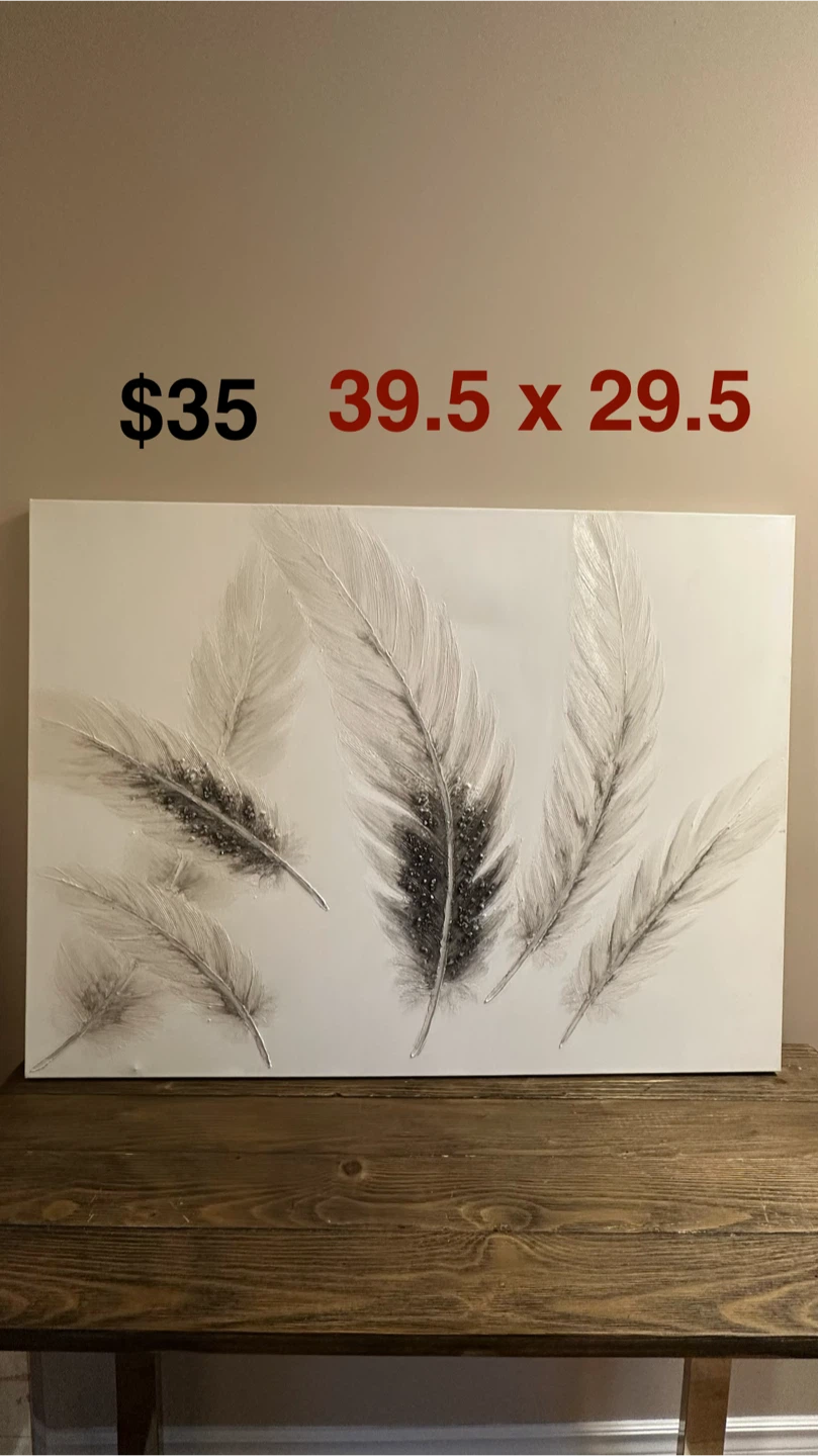 Textured Feather Wall Art - 39.5 x 29.5