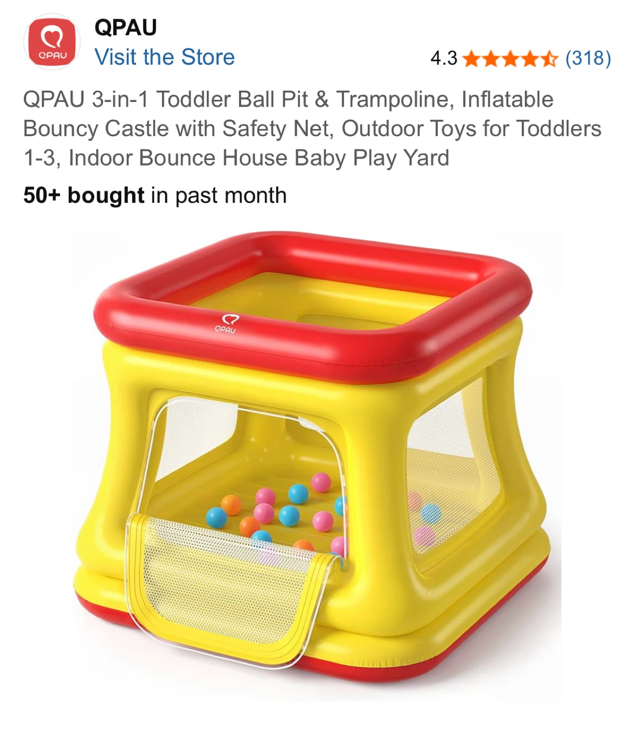 QPAU 3-in-1 Toddler Ball Pit & Trampoline