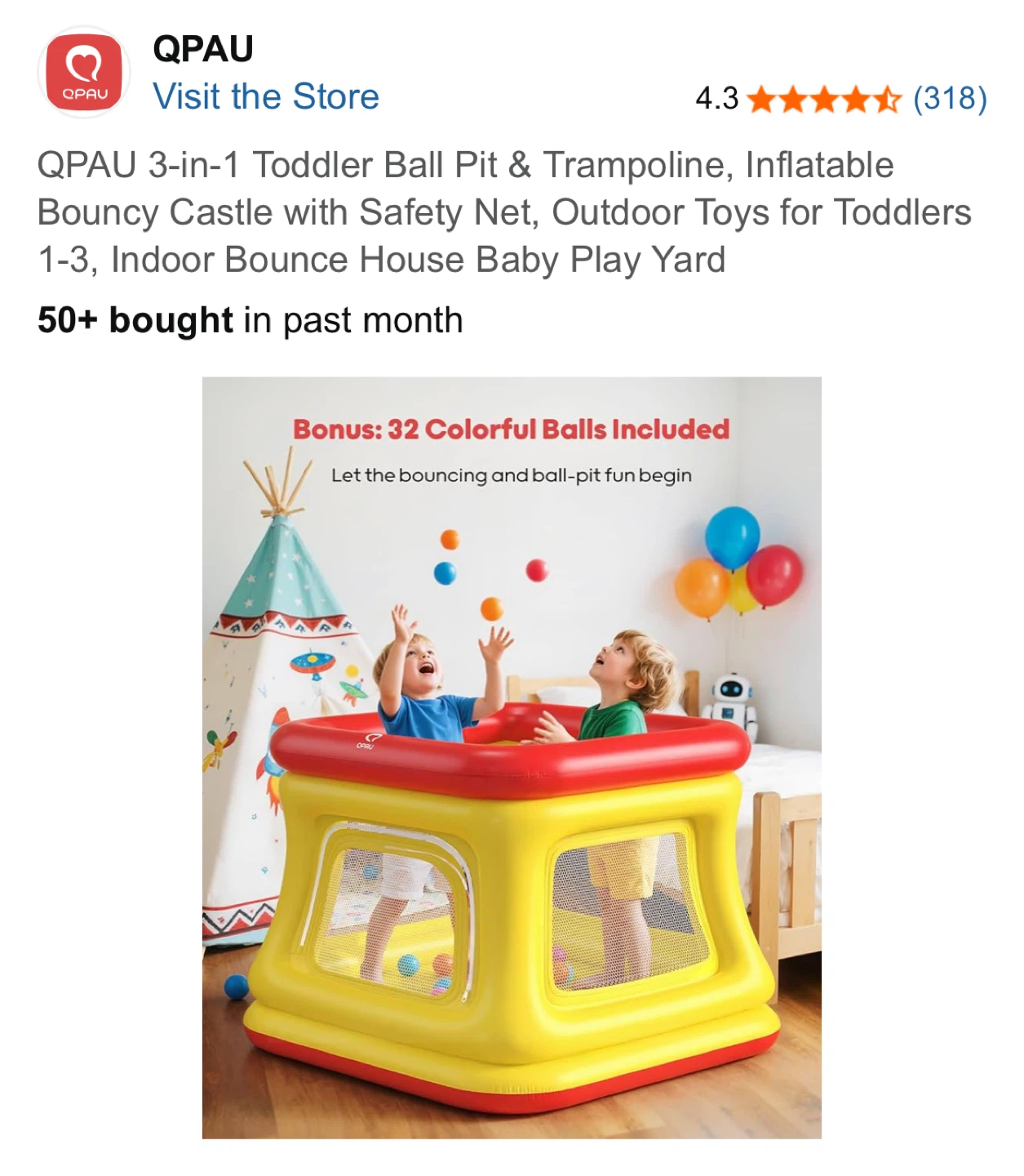 QPAU 3-in-1 Toddler Ball Pit & Trampoline - photo 3