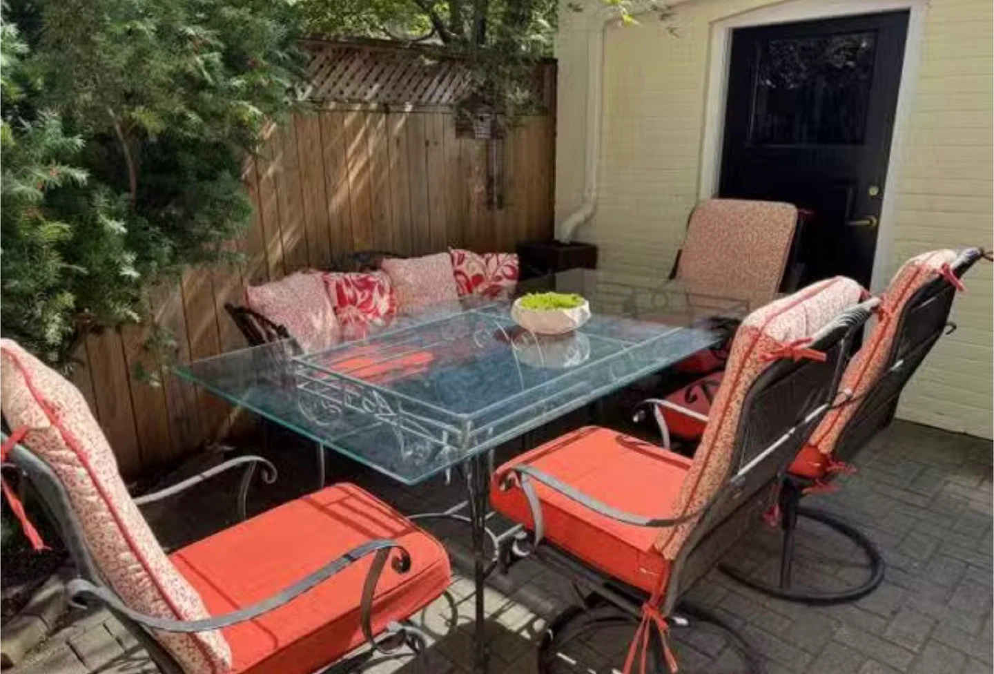 Wrought Iron Glass Top Patio Dining Set - photo 2