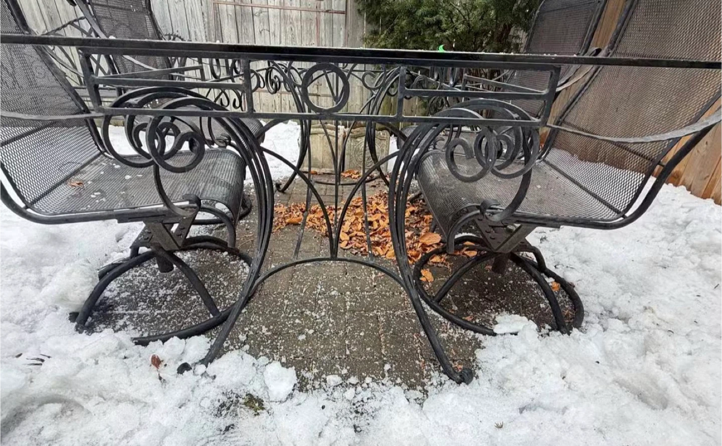 Wrought Iron Glass Top Patio Dining Set - photo 3
