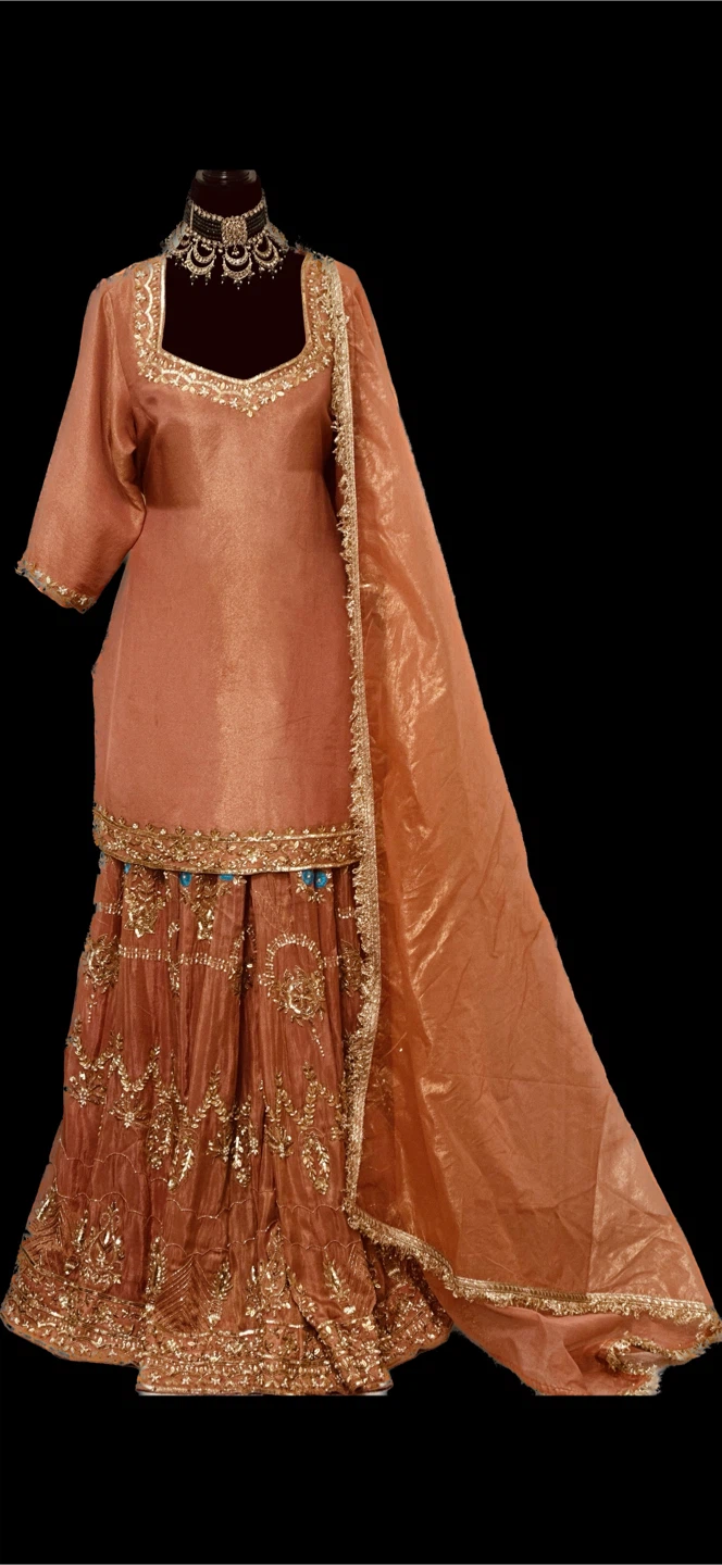 Orange Embroidered Sharara Suit - photo 2