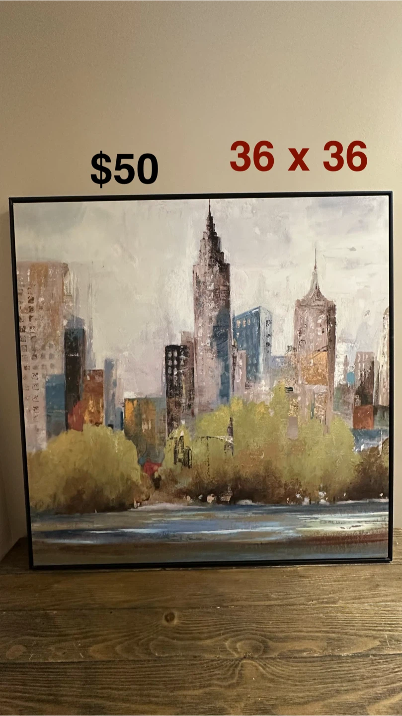 36x36 Framed Cityscape Canvas Print