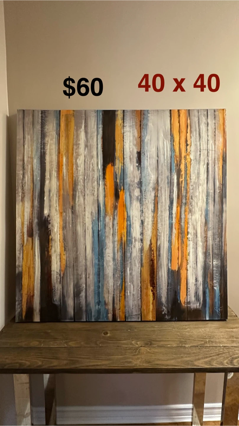 Abstract Vertical Stripe Canvas Art 40" x 40"
