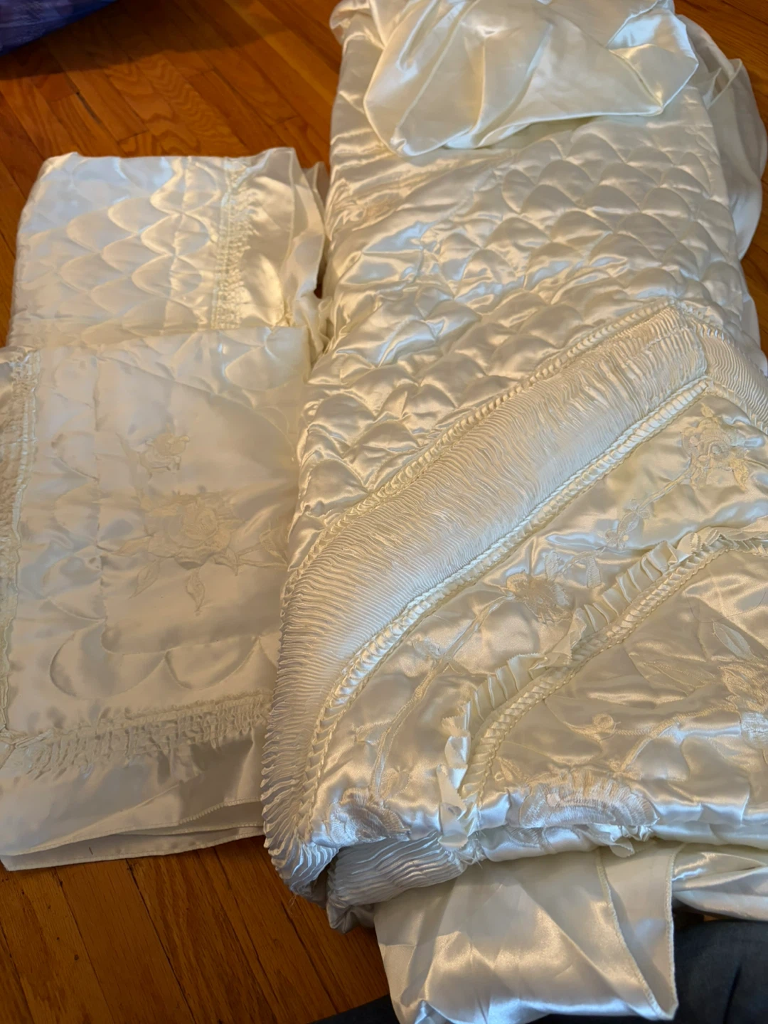 White Satin Comforter and Pillow Sham Set