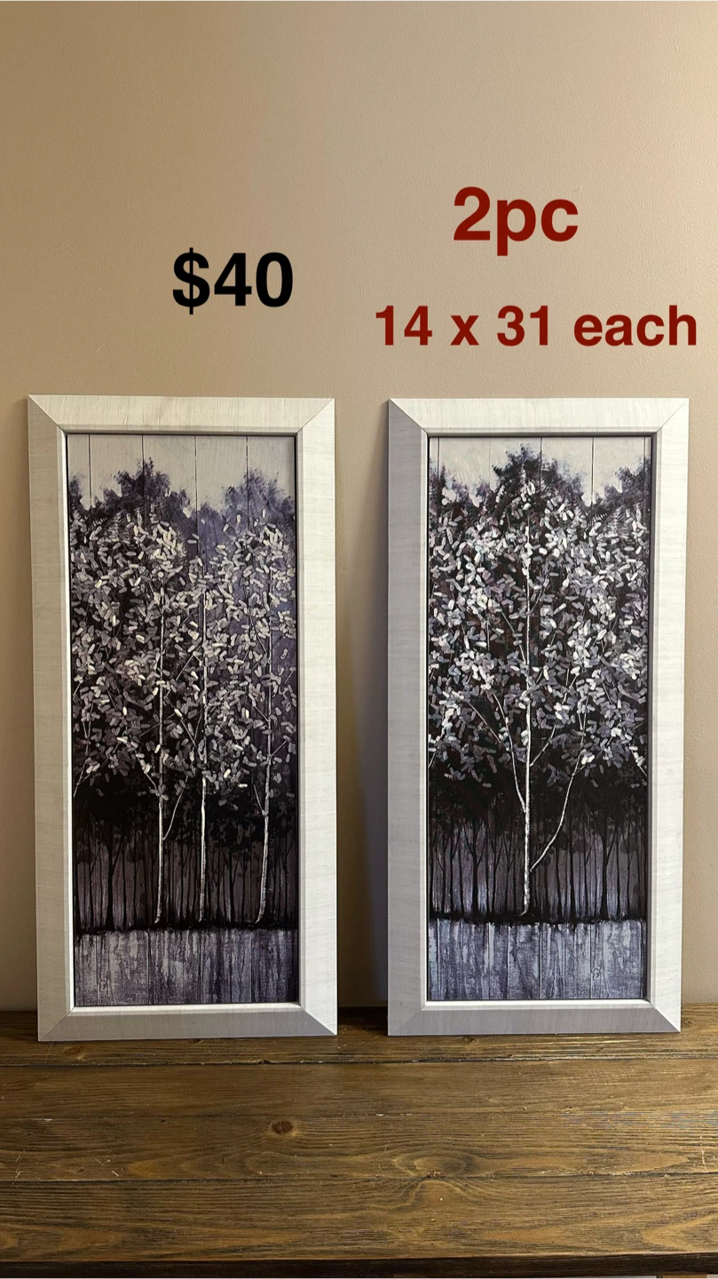 2pc Framed Wall Art - Trees - 14 x 31 inches each