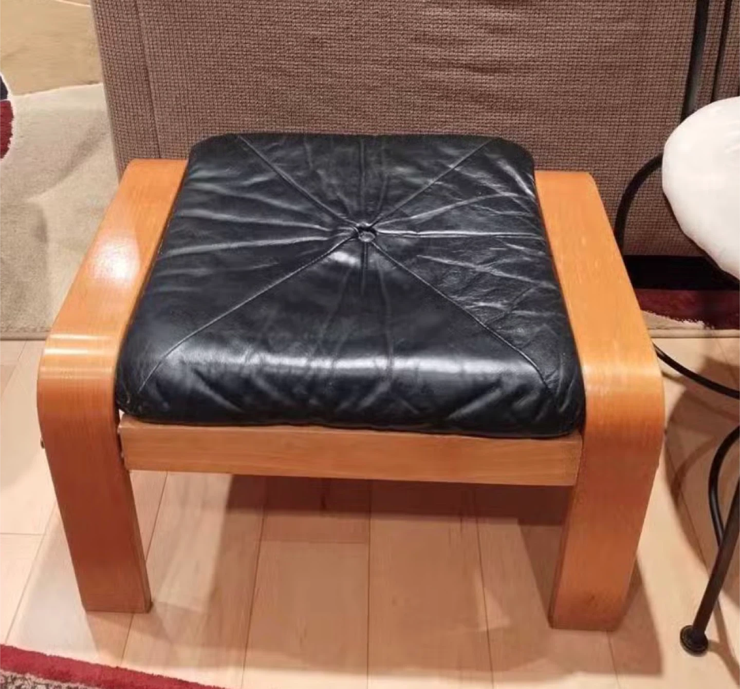 Black Leather Ottoman