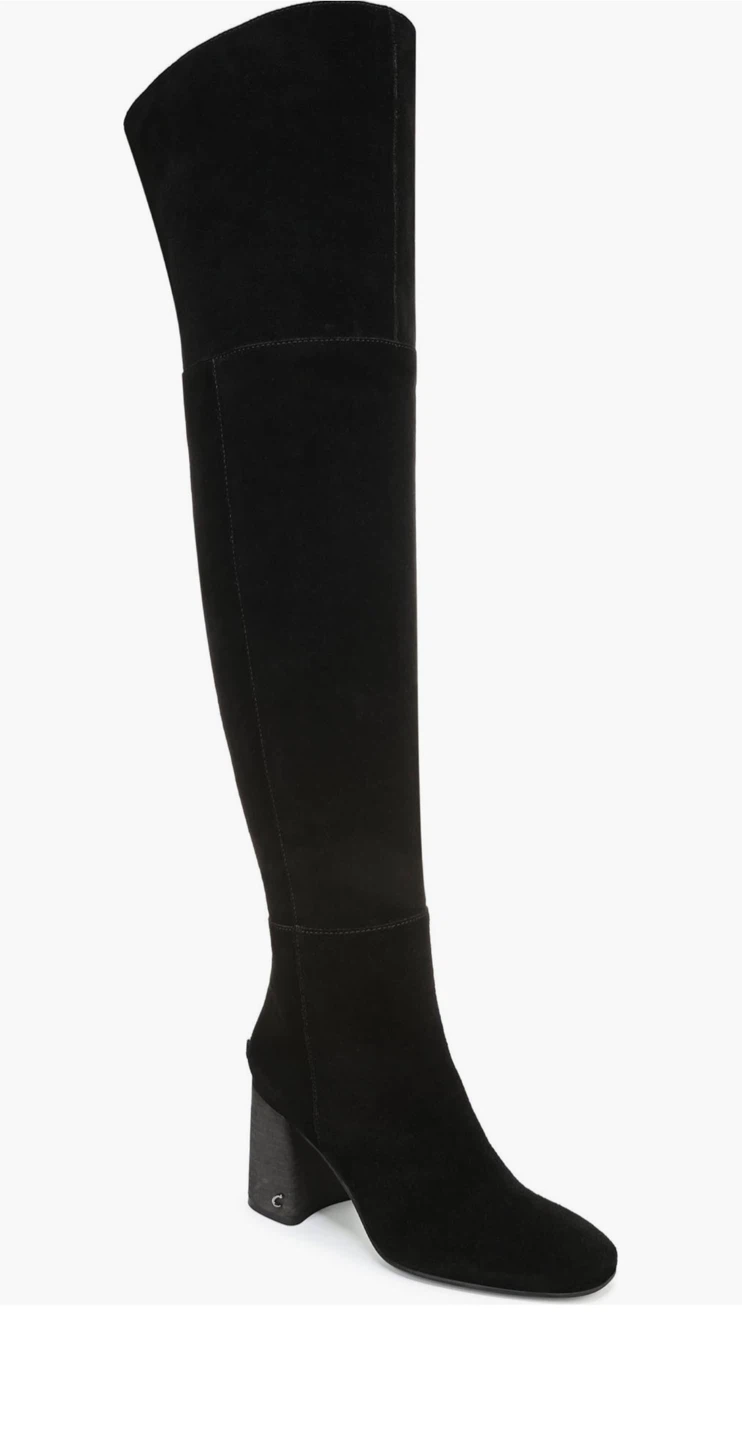 Black Suede Over-the-Knee Heeled Boots
