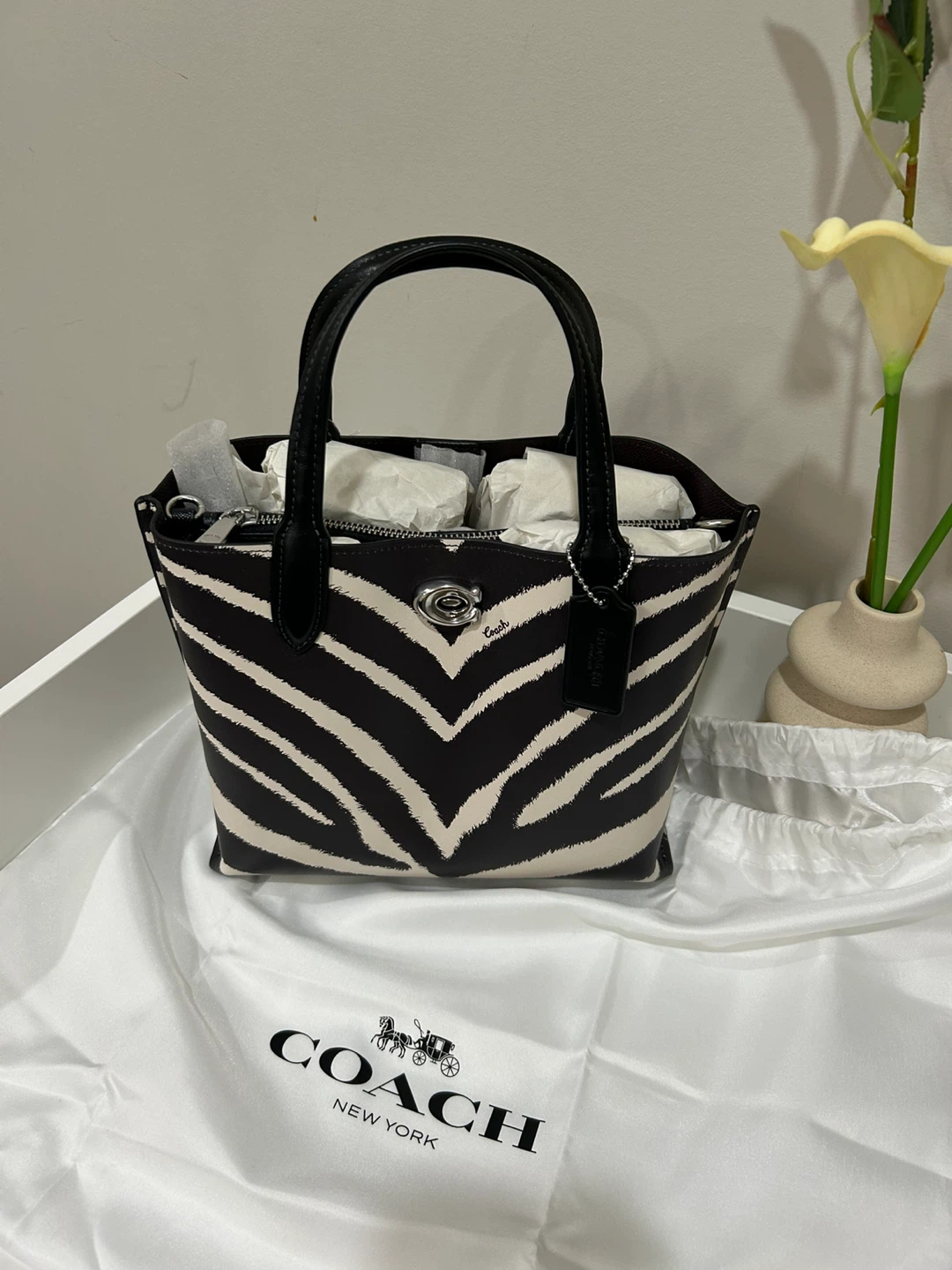 Coach Zebra Willow 24 Tote Bag