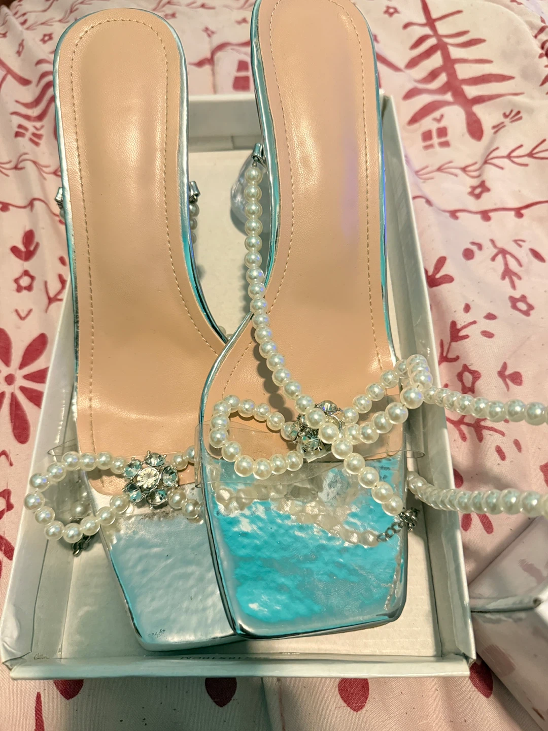 Women's Clear Pearl Embellished Heels - photo 3