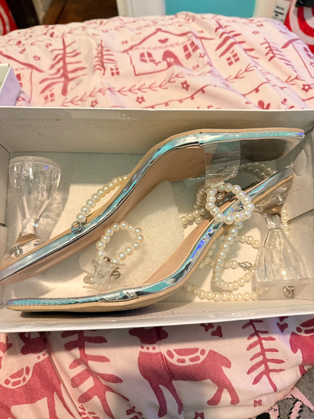 Women's Clear Pearl Embellished Heels - photo 2