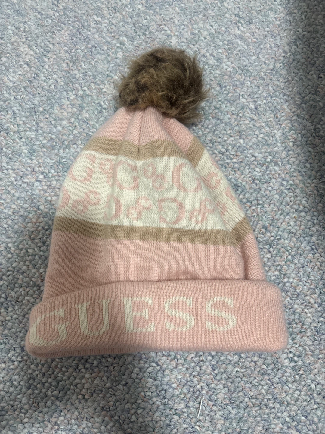 Guess Pink Pom Pom Beanie