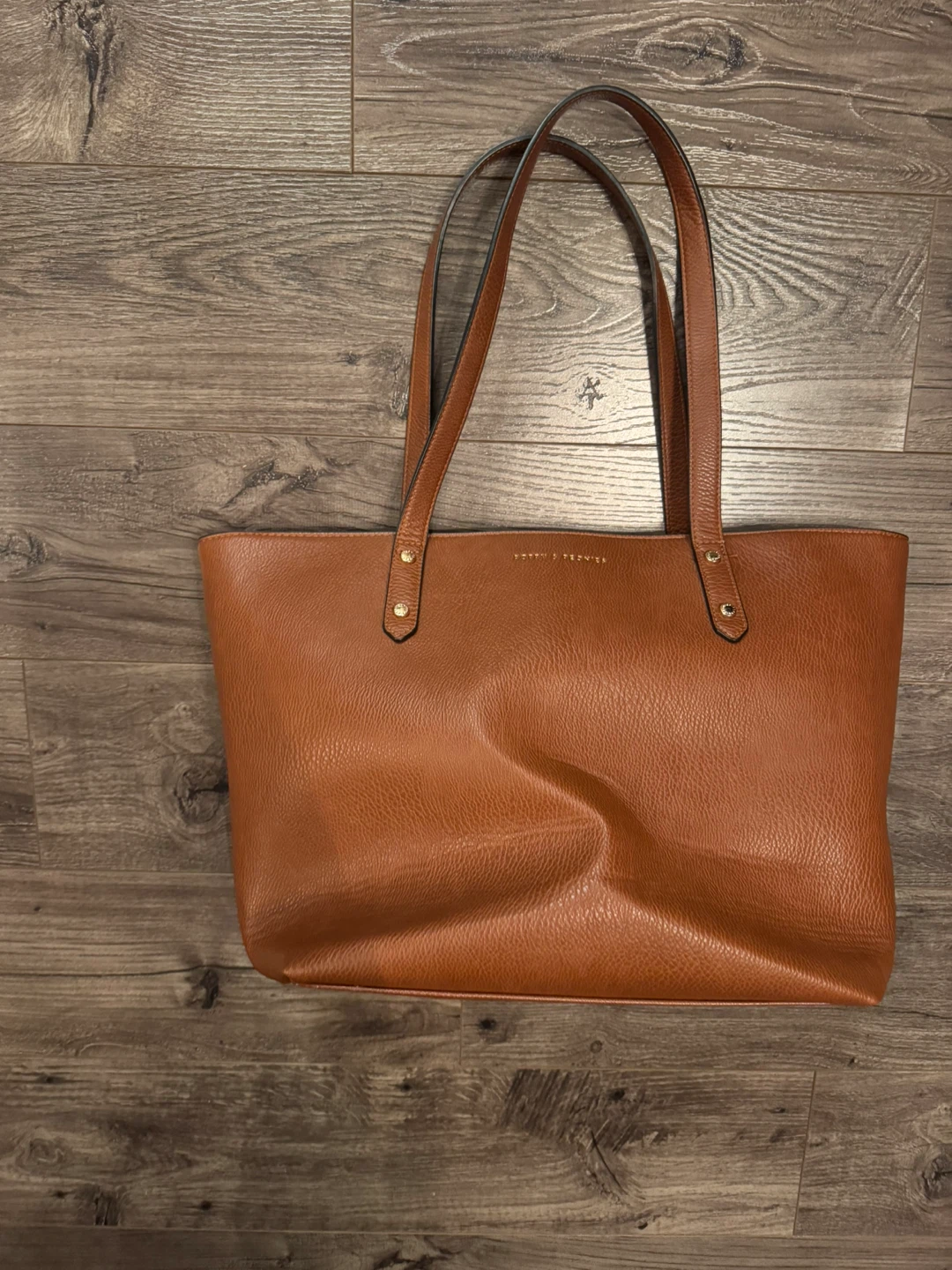 Poppy & Peonies Brown Faux Leather Tote Bag