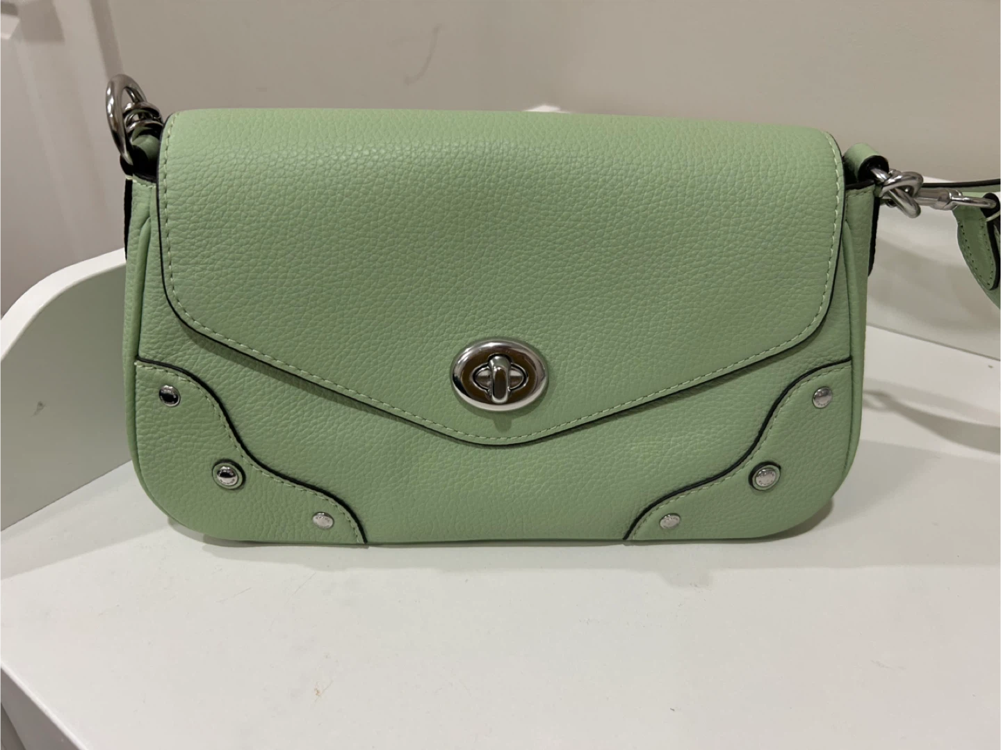 Coach Light Green Leather Shoulder Bag