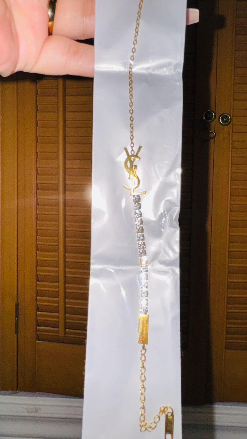Saint Laurent Paris Crystal Bracelet Gold YSL Logo - photo 4
