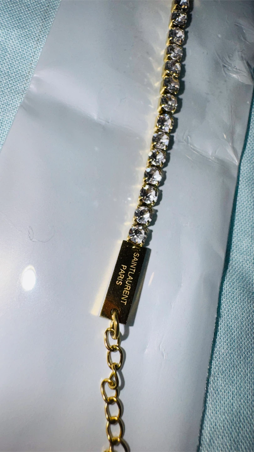 Saint Laurent Paris Crystal Bracelet Gold YSL Logo - photo 3