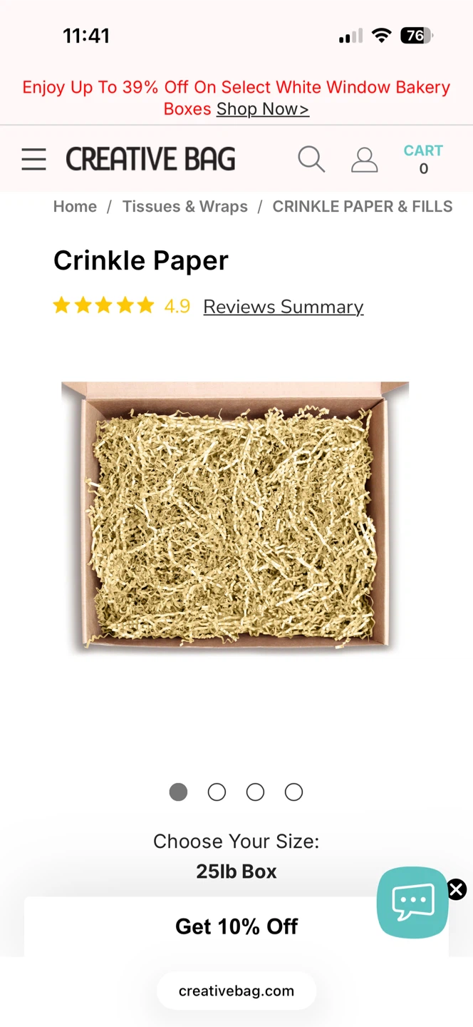 Creative Bag Yellow Crinkle Paper - 25lb 2 Box