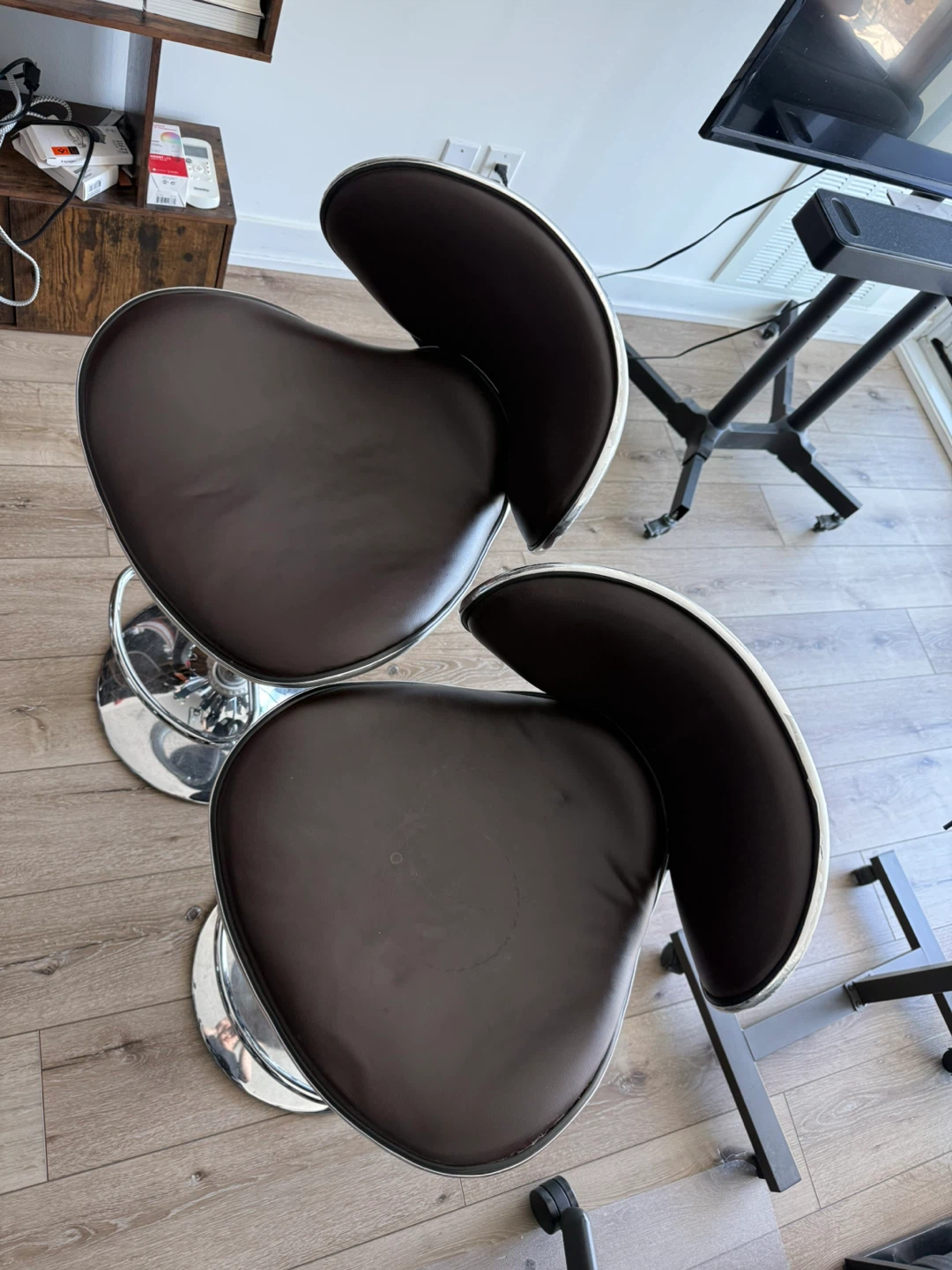 Set of 2 Brown Adjustable Bar Stools - photo 2