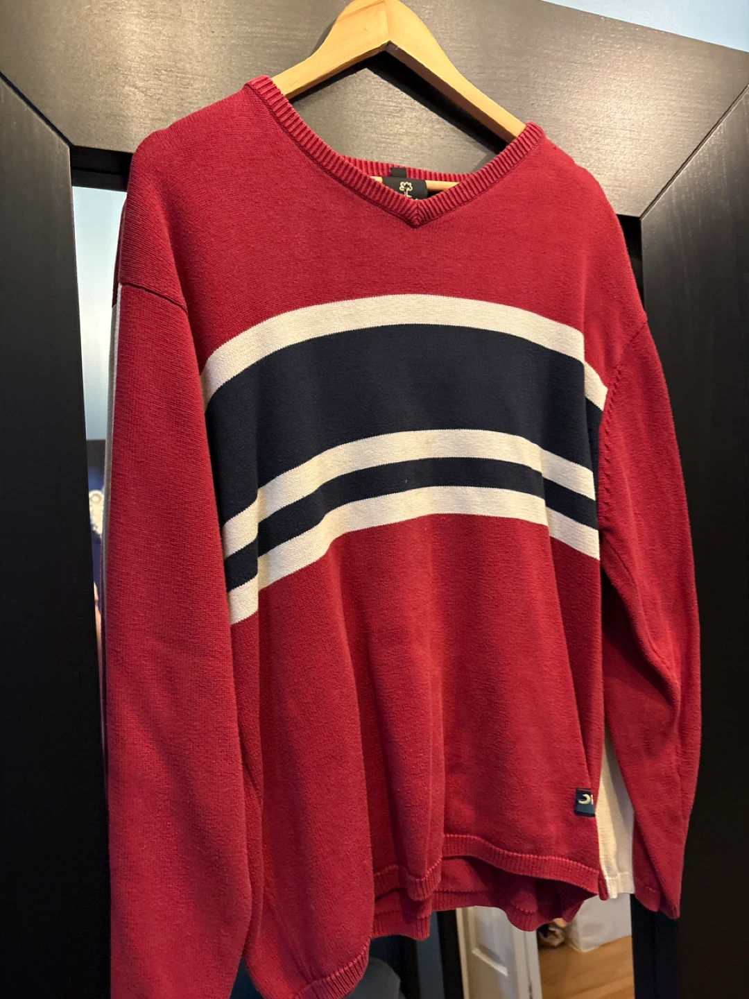 Orage Men's Striped V-Neck Sweater