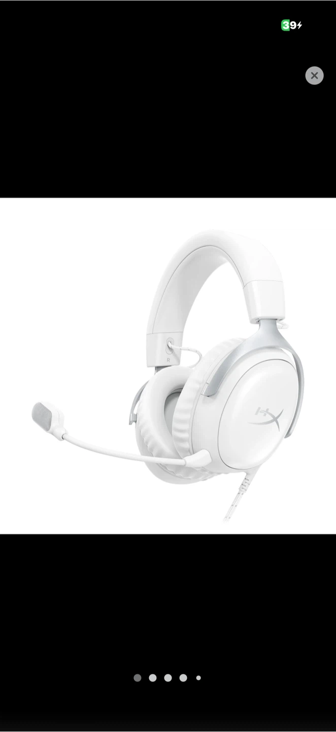 White HyperX 3 Gaming Headset with Microphone