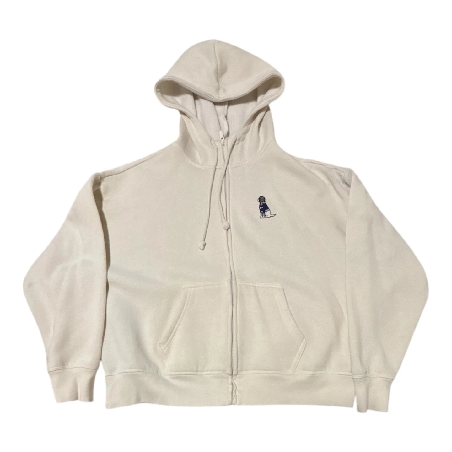 PINK by Victoria's Secret Cream Embroidered Dog Zip-Up Hoodie