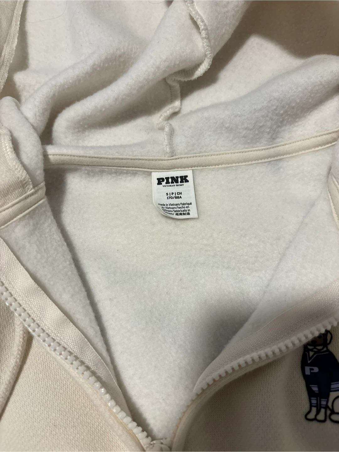 PINK by Victoria's Secret Cream Embroidered Dog Zip-Up Hoodie - photo 5