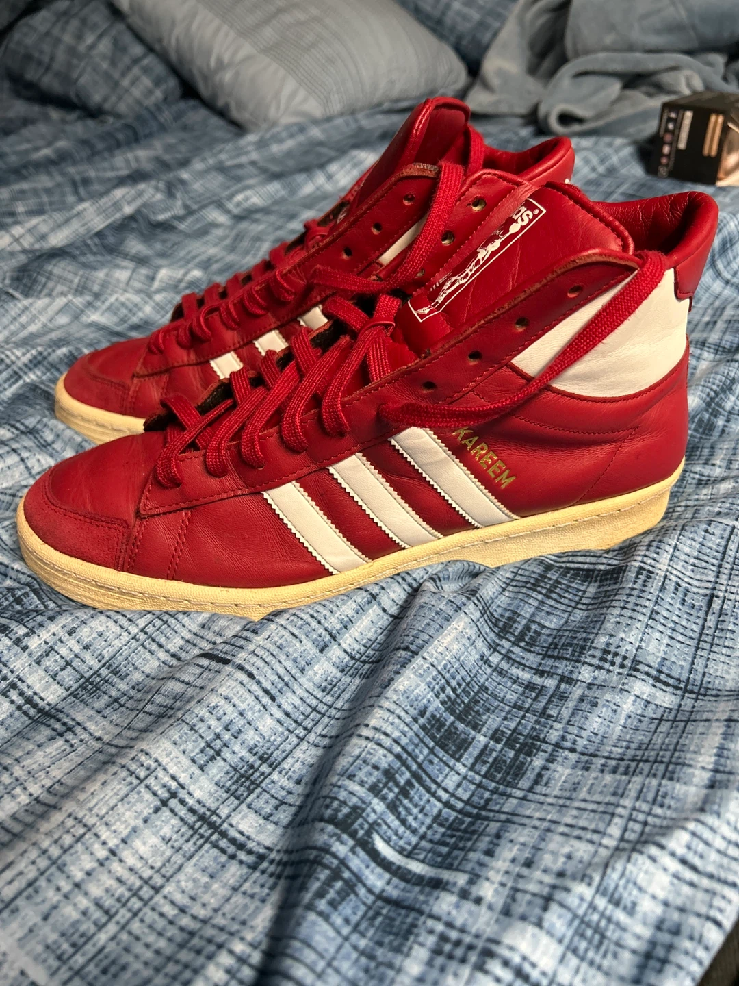Adidas Red Leather High Top Sneakers Kareem Abdul-Jabbar - photo 3