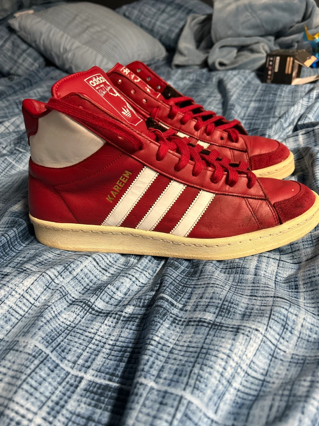 Adidas Red Leather High Top Sneakers Kareem Abdul-Jabbar - photo 2