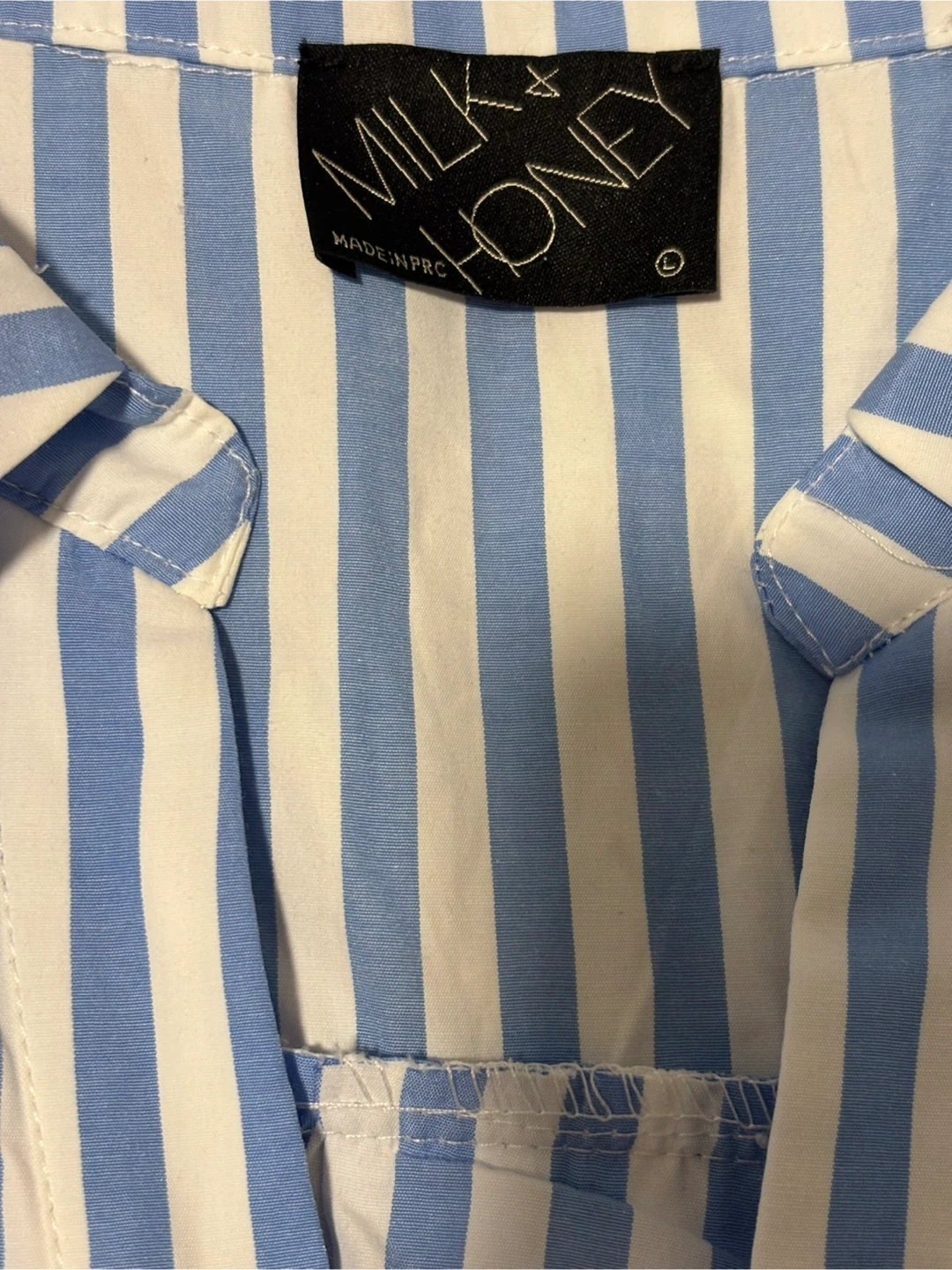Milk & Honey Blue and White Striped Blouse with Embellishment - photo 3