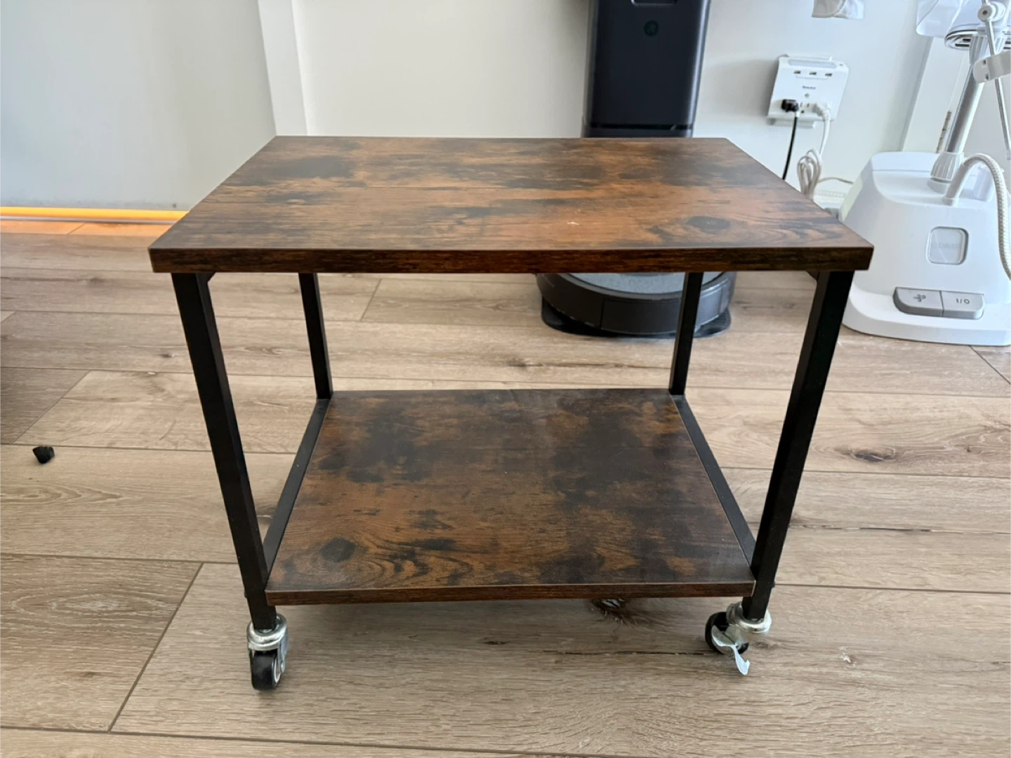 2-Tier Rolling Side Table with Wheels