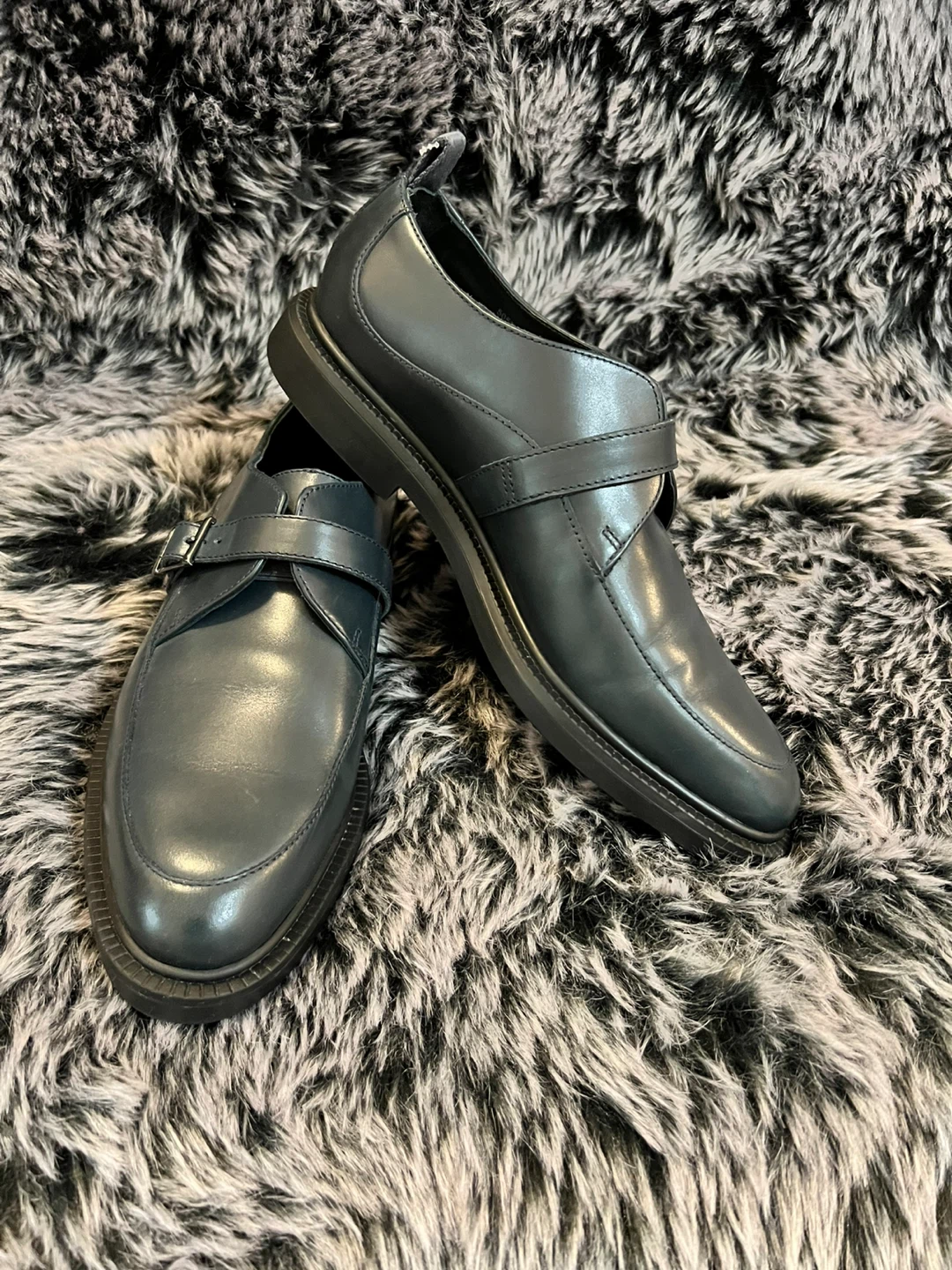 BOSS Men's Navy Blue Leather Monk Strap Shoes - photo 2