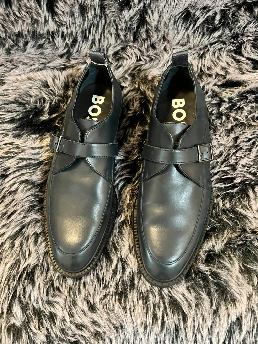 BOSS Men's Navy Blue Leather Monk Strap Shoes - photo 3