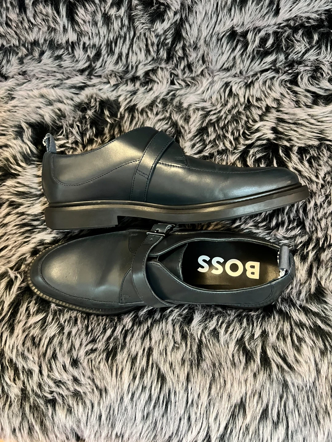 BOSS Men's Navy Blue Leather Monk Strap Shoes - photo 5