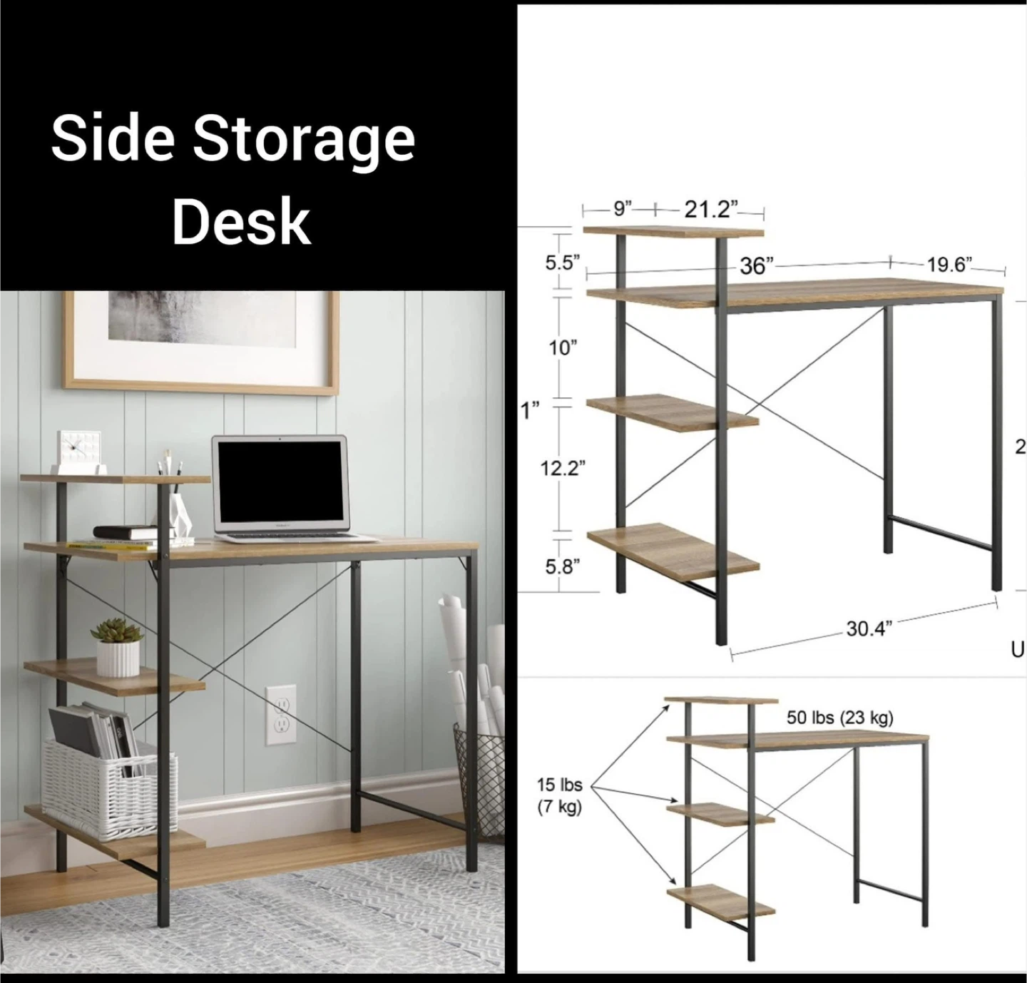 Mainstays Side Storage Student Desk - photo 3