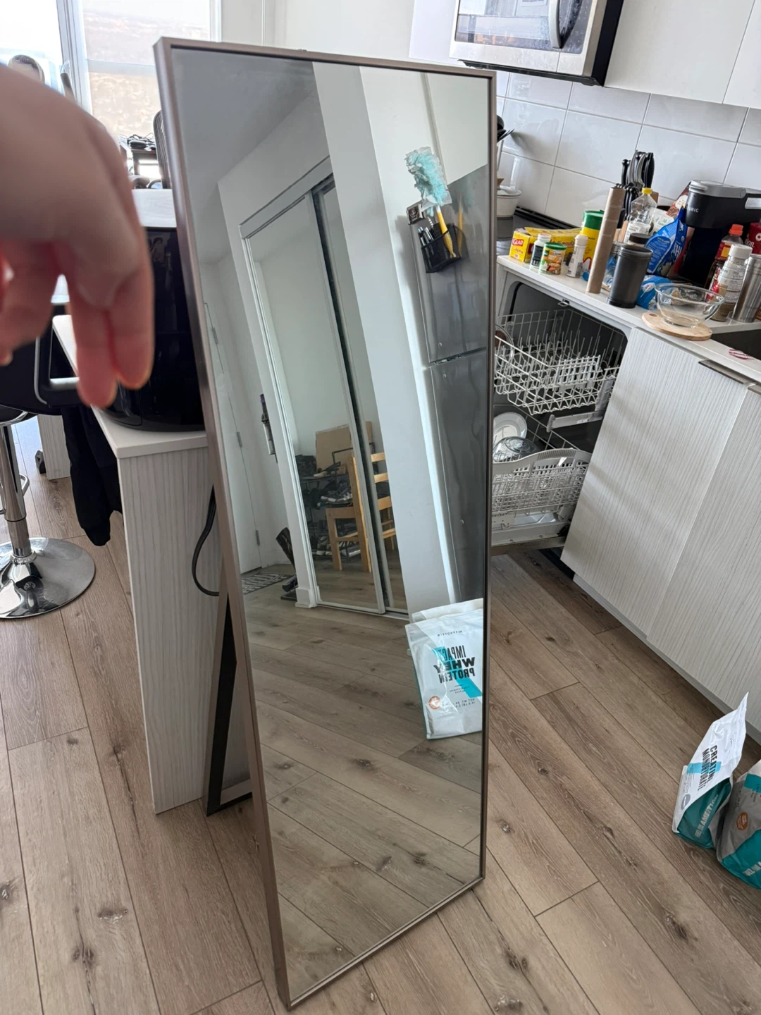 Standing Full Length Mirror with Metal Frame