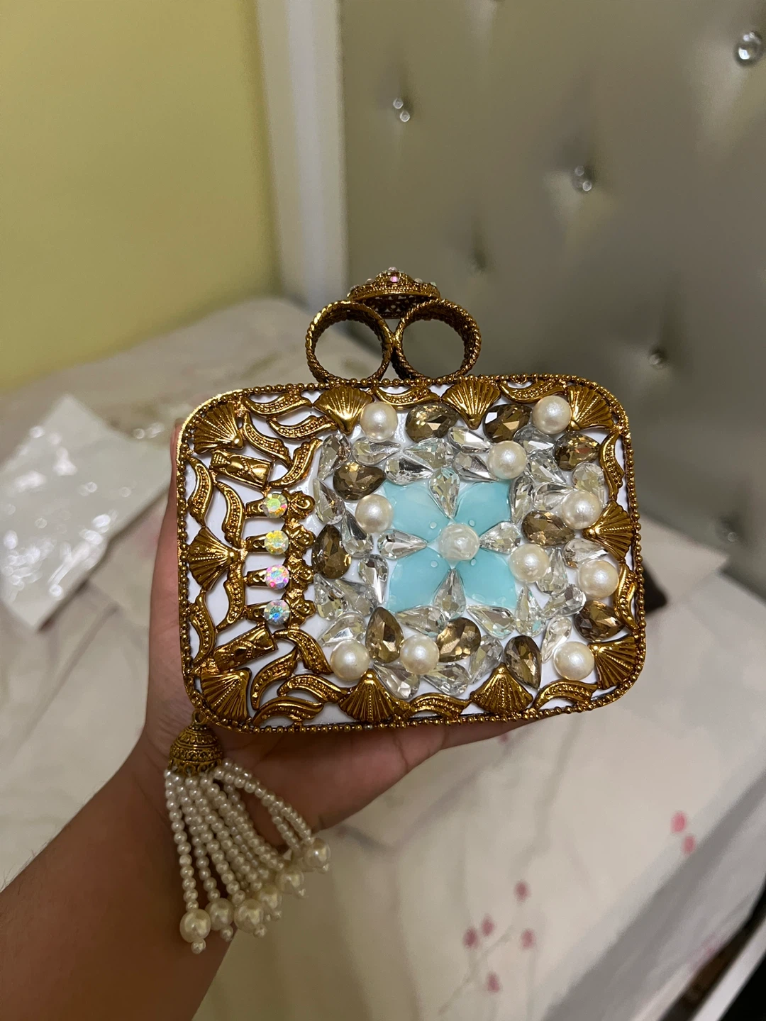 Turkish Clutch Purse with Pearl Tassel