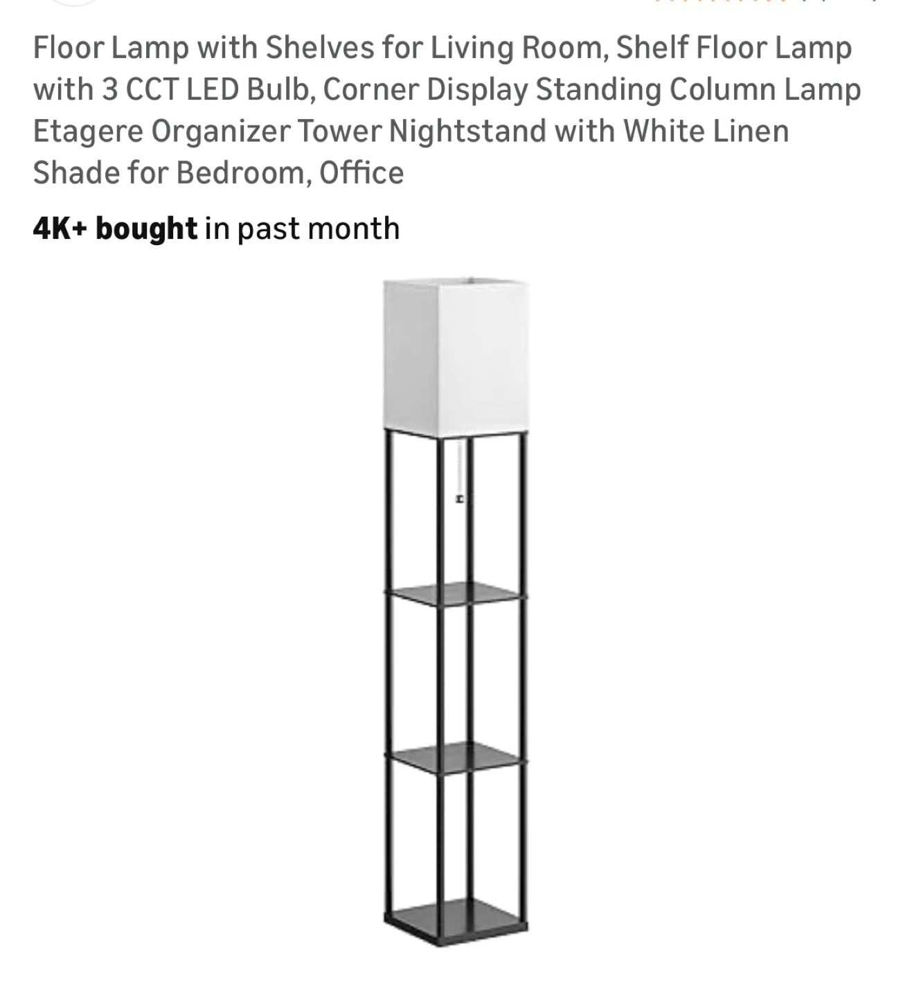 Shelf Floor Lamp with 3 CCT LED Bulb and White Linen Shade
