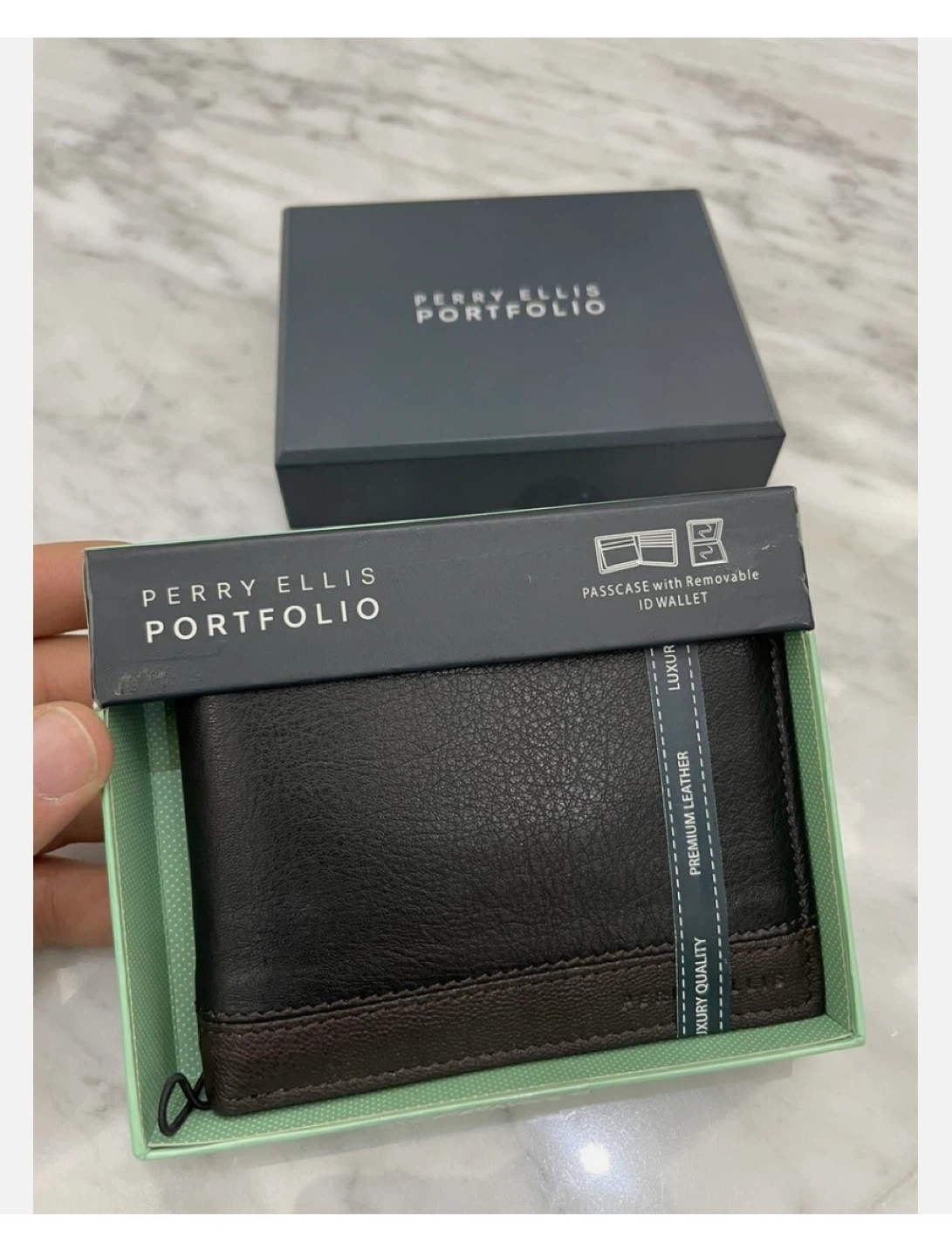 NIB With Tags Perry Ellis Portfolio Black Leather Men's Wallet - photo 2